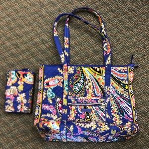 Vera Bradley large tote and matching wallet - purple print